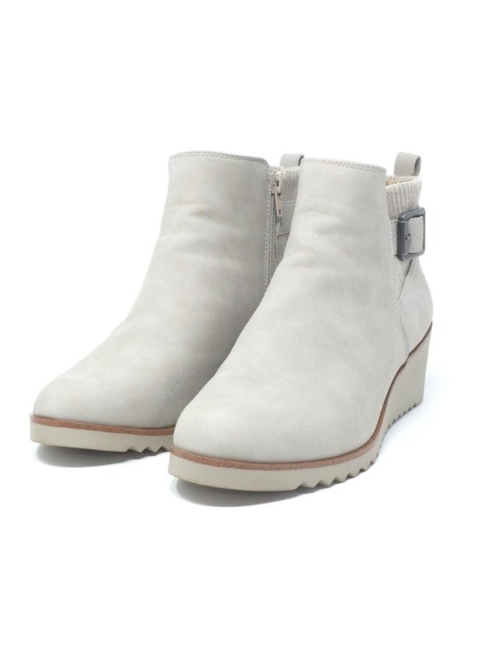 LifeStride Zayne Chelsea Wedge Ankle Booties Light Grey 8 M